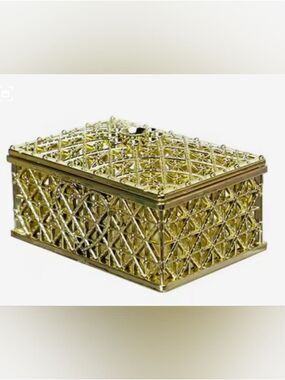 Gold Decorative Lattice Trinket Box
